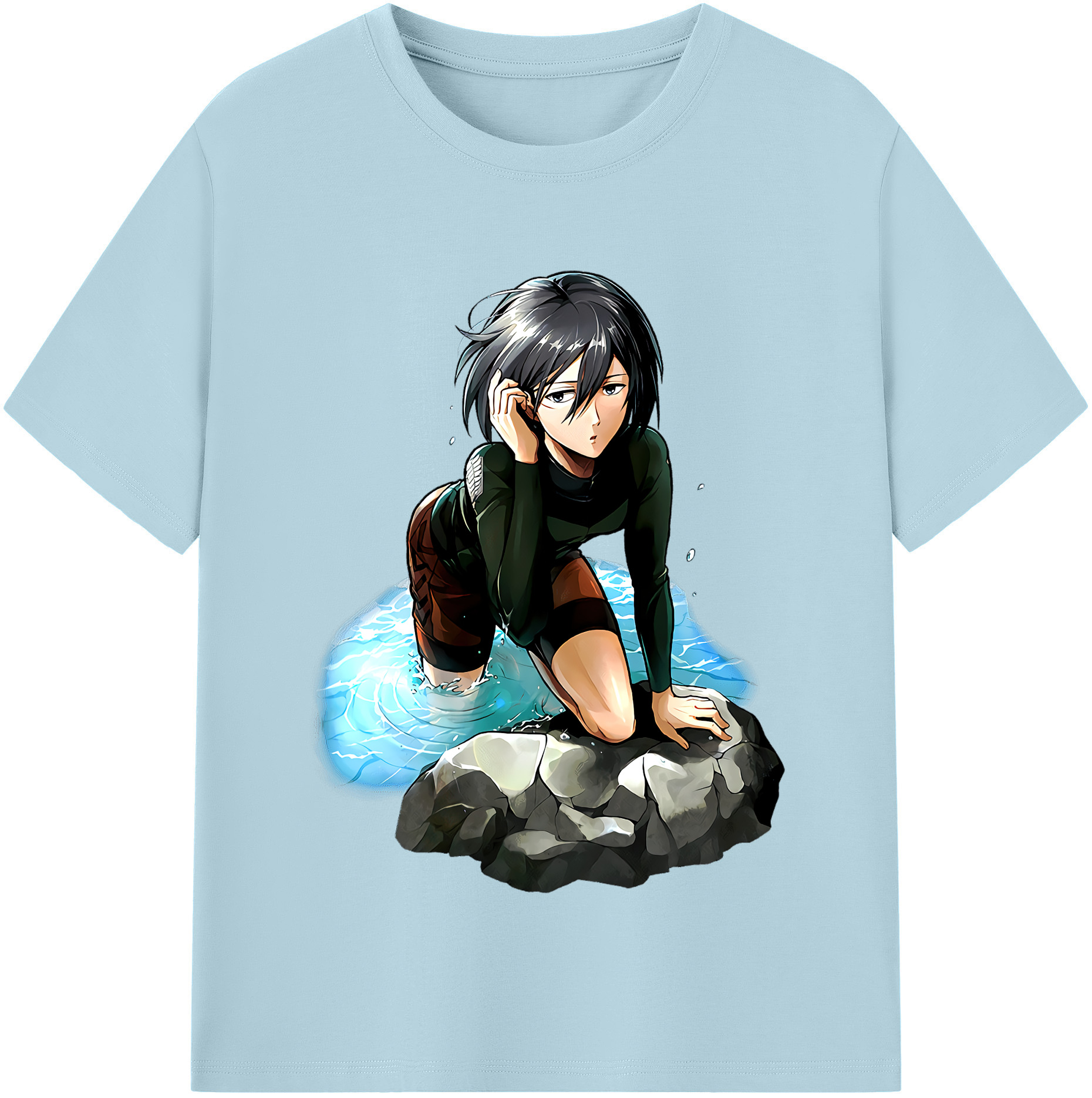 （画像用） 進撃の巨人 ミカサ·アッカーマン Attack on Titan Mikasa Ackerman 綿100％半袖Tシャツ（フロントプリント）
